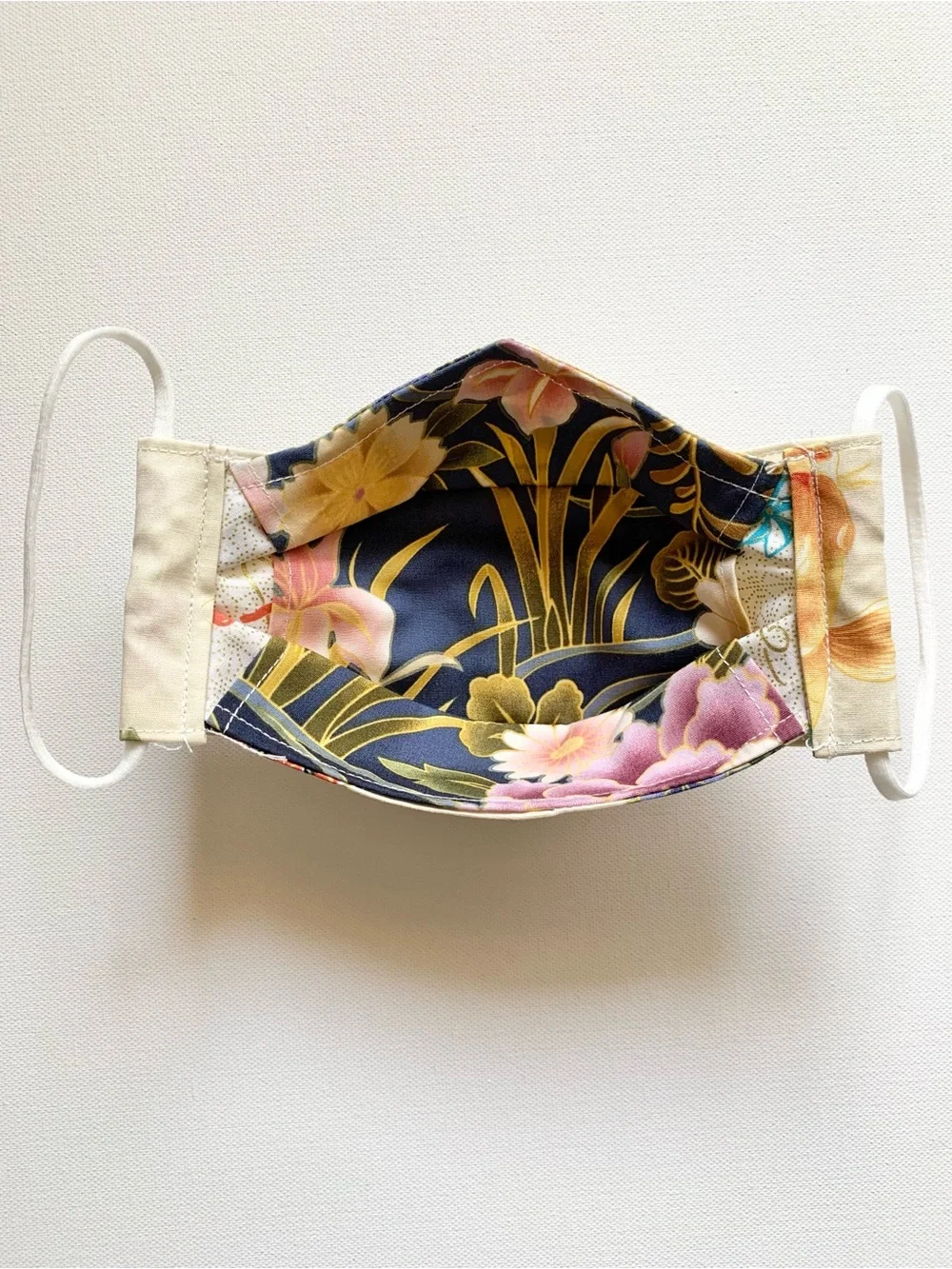 NEW Handmade Koi Fish Print Kids Cotton Face Mask in Beige